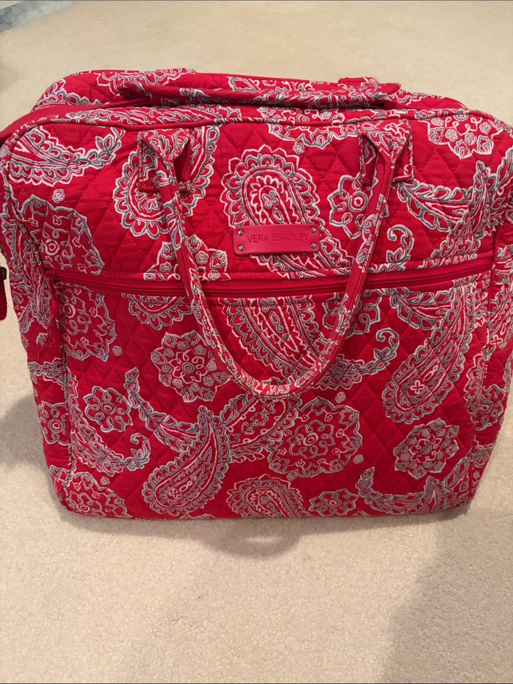 Vera Bradley Carry On Tote Bag in Raspberry Bandana Pattern